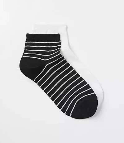 Stripe & Solid Ankle Sock Set
