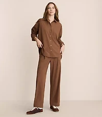 Petite Lou & Grey Seersucker Wanderweave Wide Leg Trouser Pants