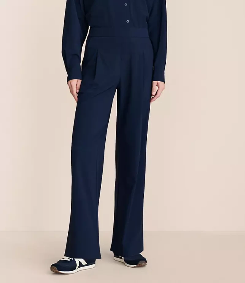 Petite Lou & Grey Seersucker Wanderweave Wide Leg Trouser Pants