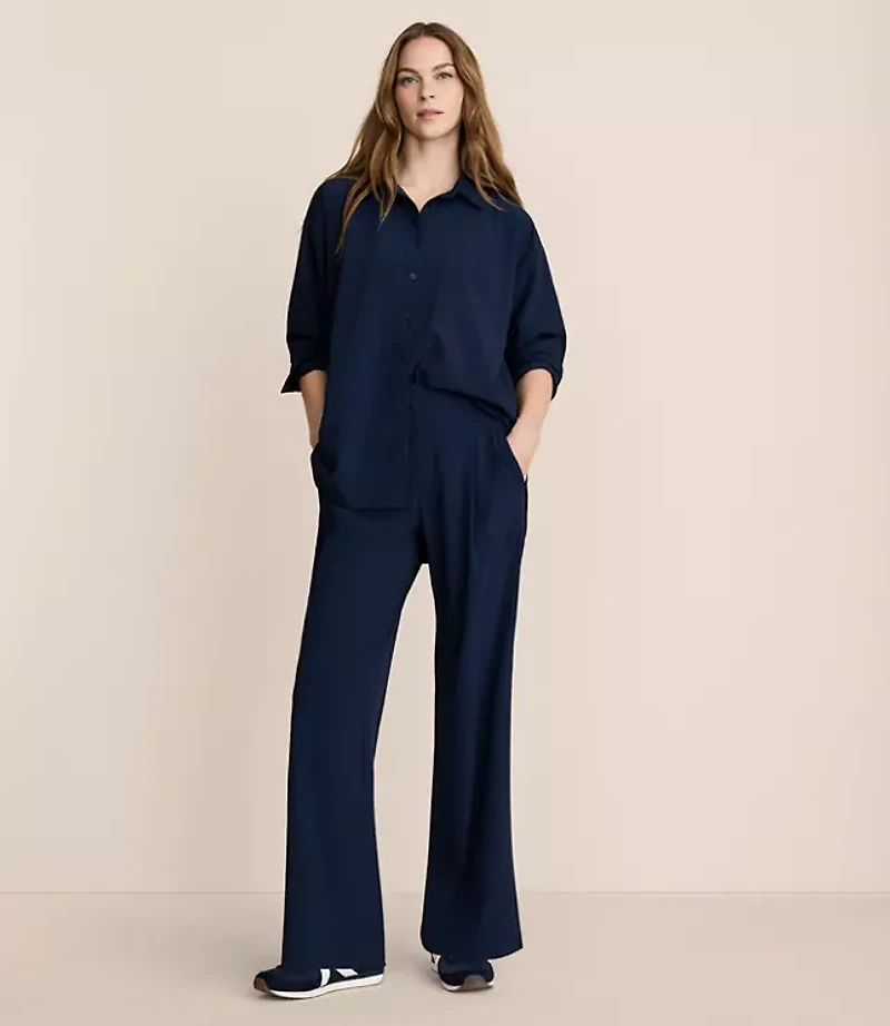 Petite Lou & Grey Seersucker Wanderweave Wide Leg Trouser Pants