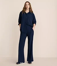 Petite Lou & Grey Seersucker Wanderweave Wide Leg Trouser Pants