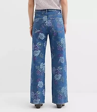 Curvy High Rise Wide Leg Jeans Floral
