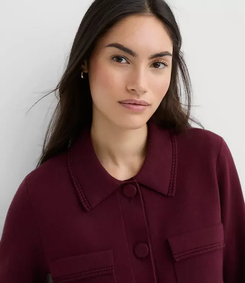 Embroidered Trim Sweater Jacket