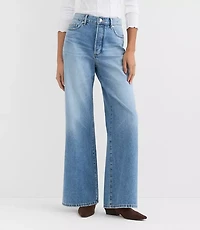 Rivete High Rise Relaxed Wide Leg Jeans Light Wash Indigo