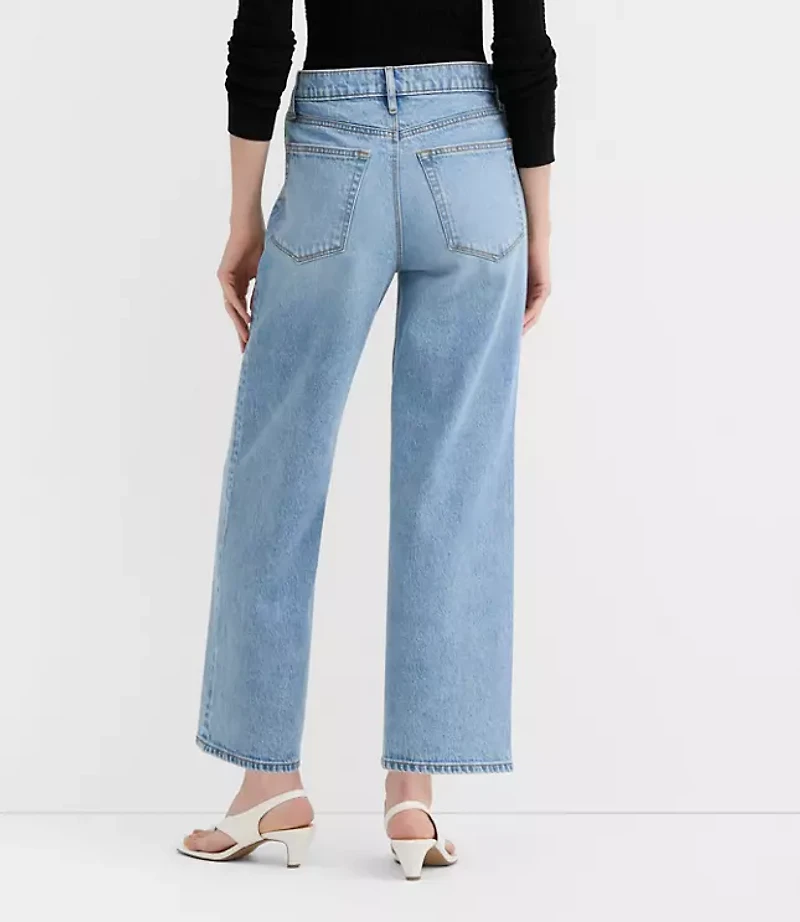 Rivete Curvy High Rise Wide Leg Crop Jeans Mid Wash