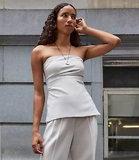 LOFT Versa Crepe Drape Pleated Strapless Top