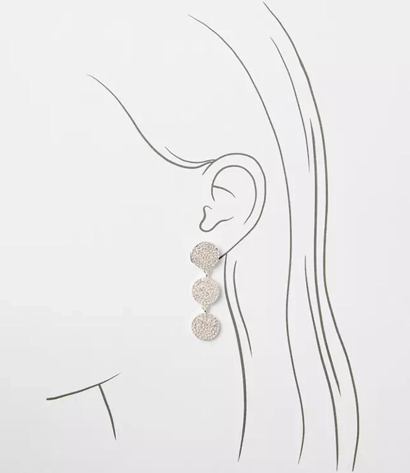 Pave Circle Triple Drop Earrings