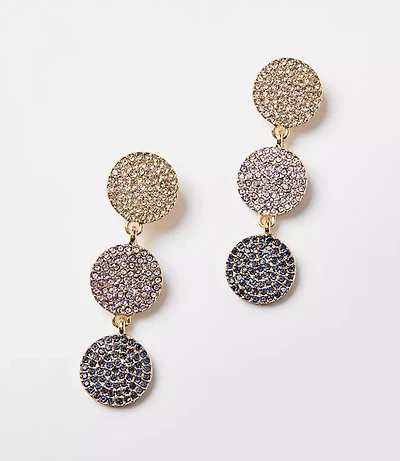 Pave Circle Triple Drop Earrings