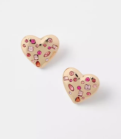 Scattered Crystal Heart Earrings