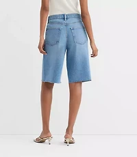 Rivete Petite Curvy High Rise Denim Bermuda Shorts Vintage Mid Wash