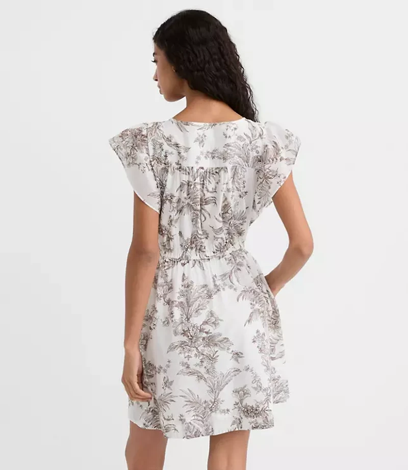 Floral Toile Flutter Mini Pocket Dress
