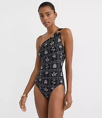 LOFT Beach Palm Ring One Shoulder Piece Swimsuit