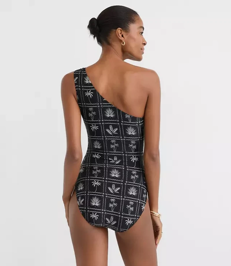 LOFT Beach Palm Ring One Shoulder Piece Swimsuit