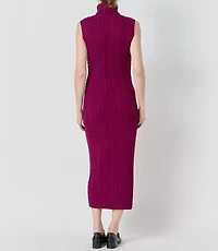 English Factory Cable Knit Mock Neck Midi Dress