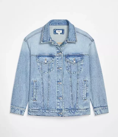 Oversized Denim Trucker Jacket Vintage Light Indigo Wash