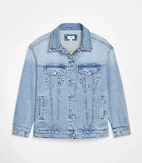 Oversized Denim Trucker Jacket Vintage Light Indigo Wash