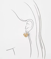 Molded Heart Drop Hoop Earrings