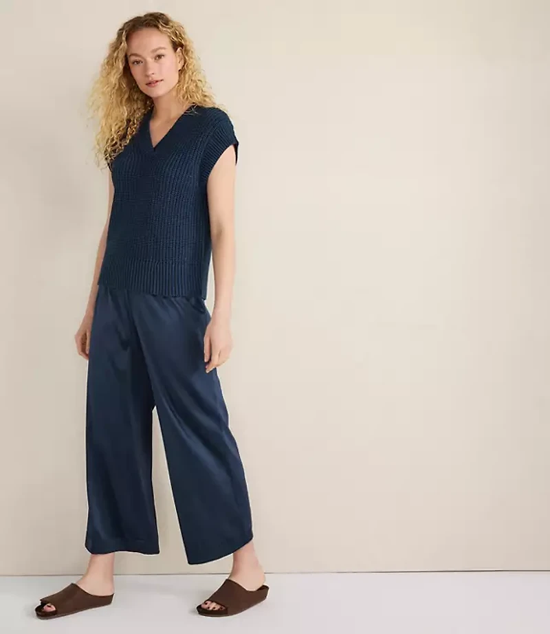 Haven Well Within Organic Cotton Linen Shaker Stitch V-Neck Sweater