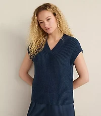 Haven Well Within Organic Cotton Linen Shaker Stitch V-Neck Sweater