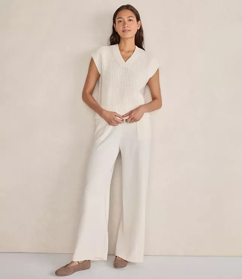 Haven Well Within Organic Cotton Linen Shaker Stitch V-Neck Sweater