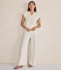 Haven Well Within Organic Cotton Linen Shaker Stitch V-Neck Sweater