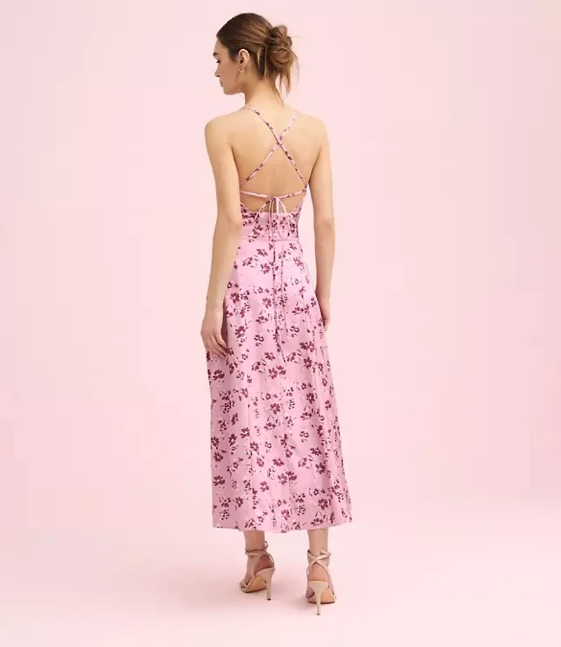 Lately Floral Satin V-Neck Gown
