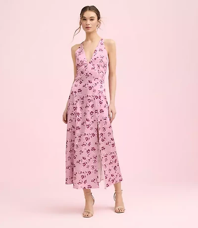 Lately Floral Satin V-Neck Gown