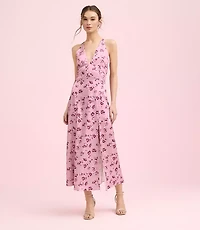 Lately Floral Satin V-Neck Gown
