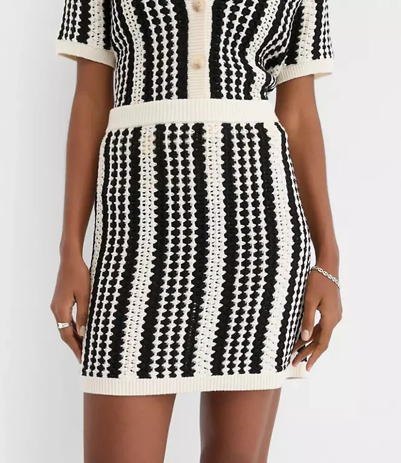 LOFT Beach Striped Crochet Mini Skirt