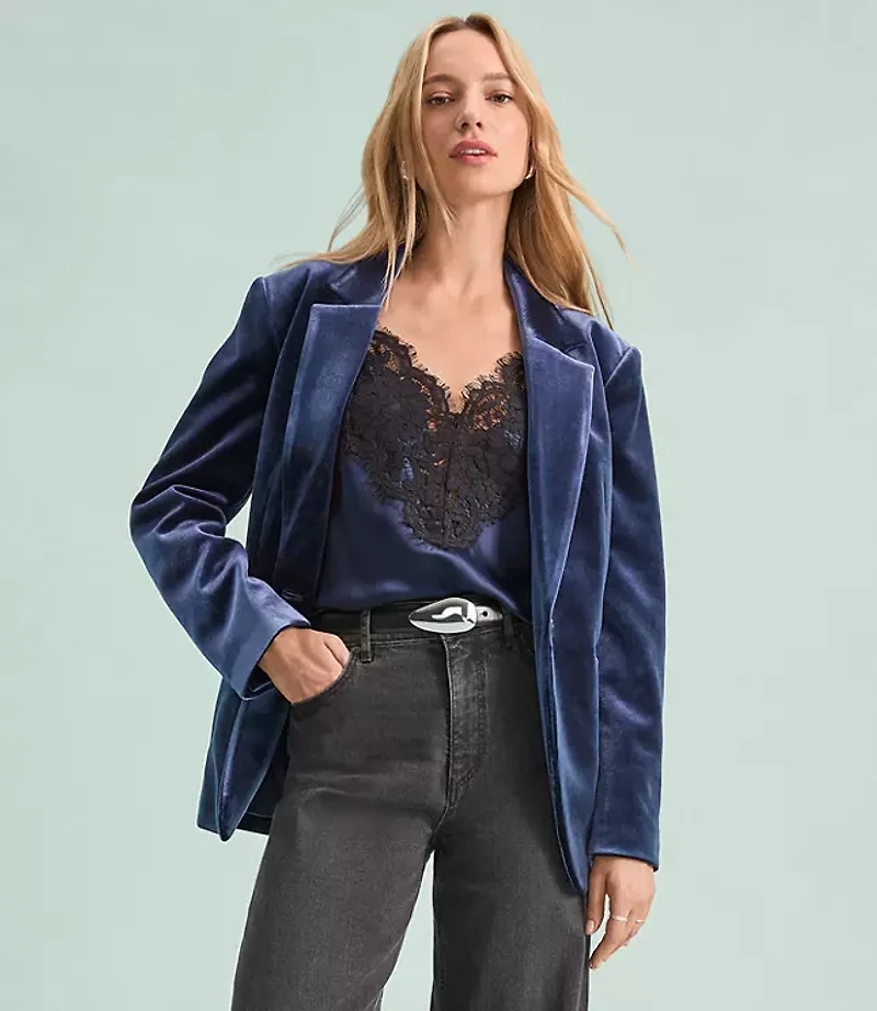 Tall Velvet Belted Modern Blazer
