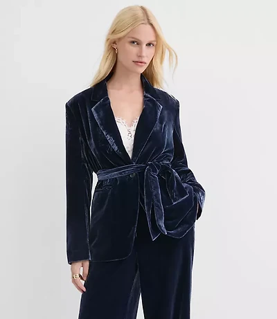 Tall Velvet Belted Modern Blazer