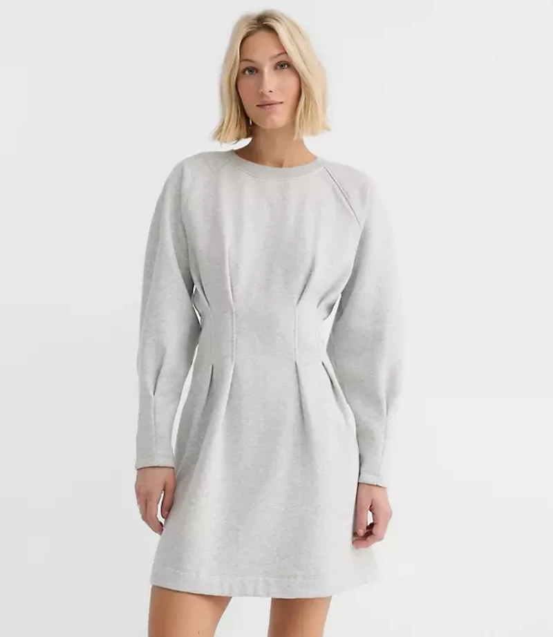 Heathered Pleated Terry Mini Dress