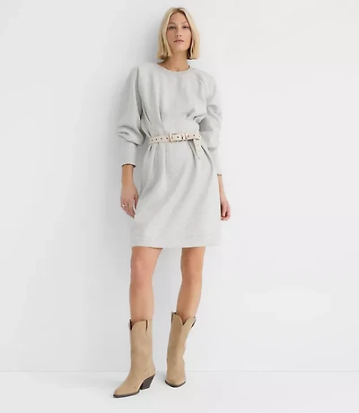 Heathered Pleated Terry Mini Dress