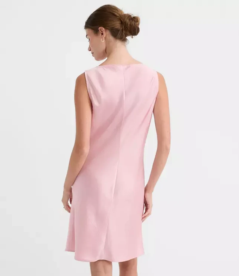 Satin Cowl Neck Bias Mini Dress
