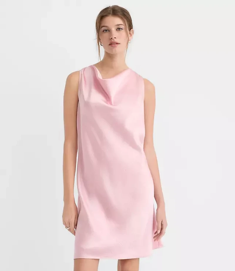 Satin Cowl Neck Bias Mini Dress