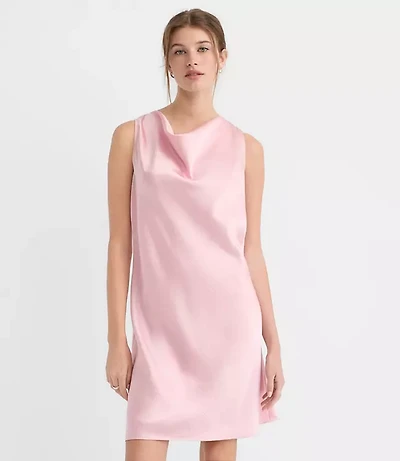 Satin Cowl Neck Bias Mini Dress