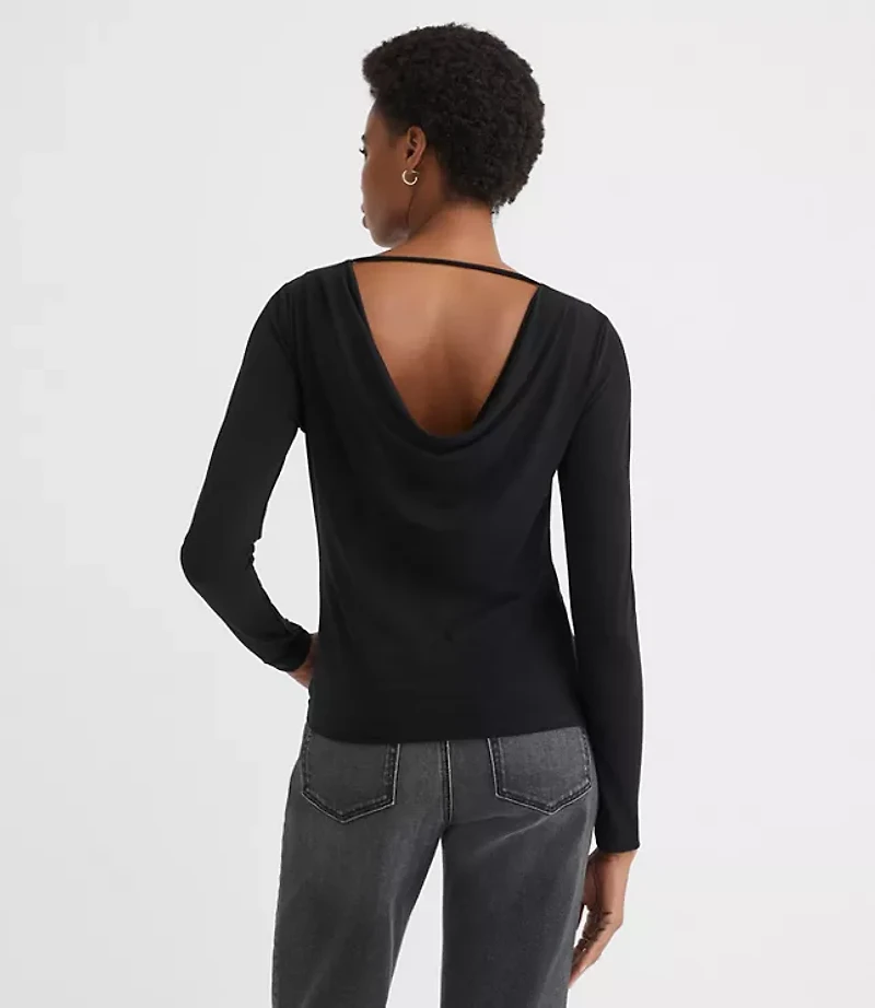 Crepe Jersey Draped Back Top