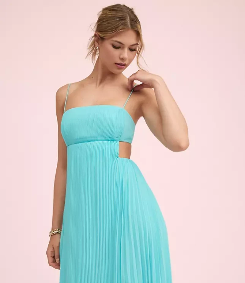 Lately Pleated Cutout Maxi Dress