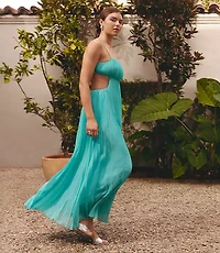 Lately Pleated Cutout Maxi Dress