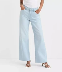 Rivete Fresh Cut Mid Rise Wide Leg Jeans Wave Wash