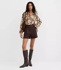 Round Buckle Belted Shorts