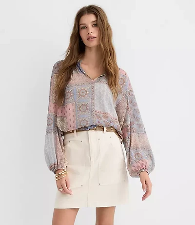 Petite Denim Carpenter Mini Skirt Ivory