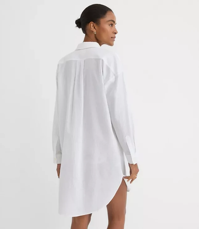 LOFT Beach Linen Cotton Swimsuit Coverup Shirt