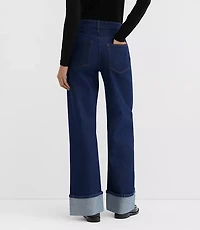 Rivete Petite Curvy Cuffed High Rise Wide Leg Jeans Nova Wash