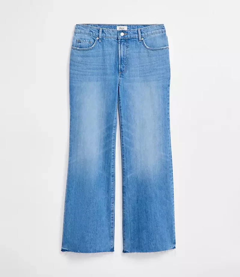 Rivete Petite Curvy Fresh Cut Mid Rise Relaxed Flare Jeans Light Wash