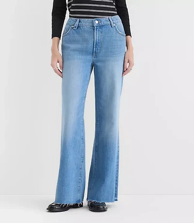 Rivete Petite Curvy Fresh Cut Mid Rise Relaxed Flare Jeans Light Wash