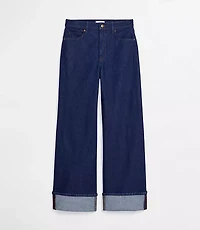 Rivete Petite Cuffed High Rise Wide Leg Jeans Nova Wash