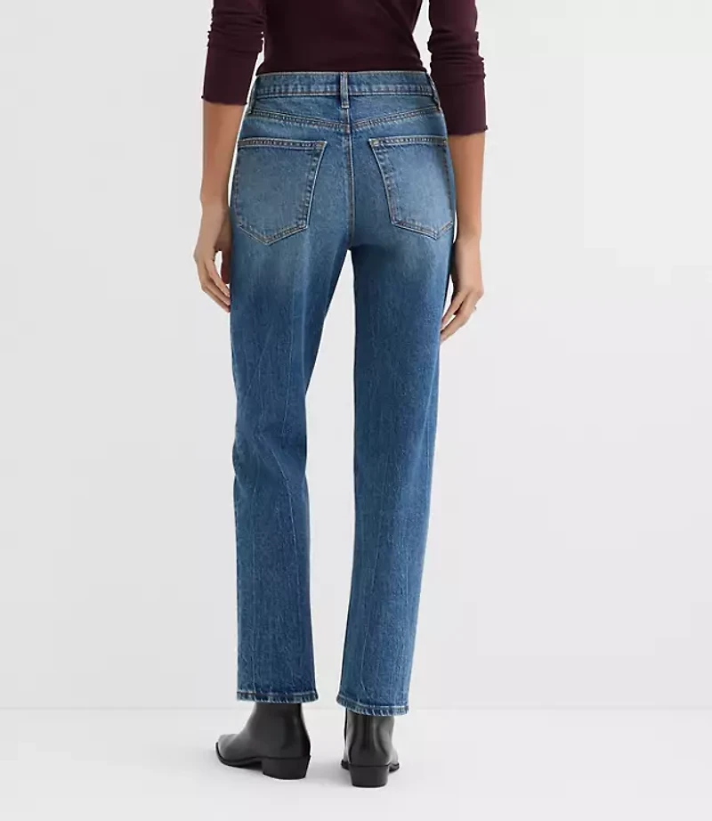 Rivete Petite Curvy High Rise Straight Jeans Echo Wash