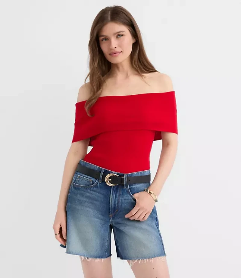 Ribbed Off The Shoulder Sweater