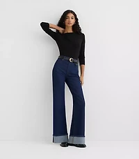 Rivete Cuffed High Rise Wide Leg Jeans Nova Wash